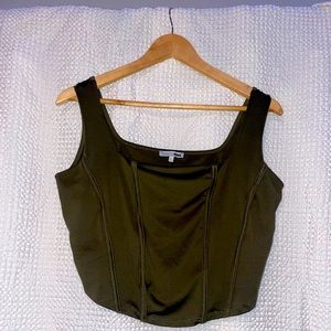 Green cropped corset top